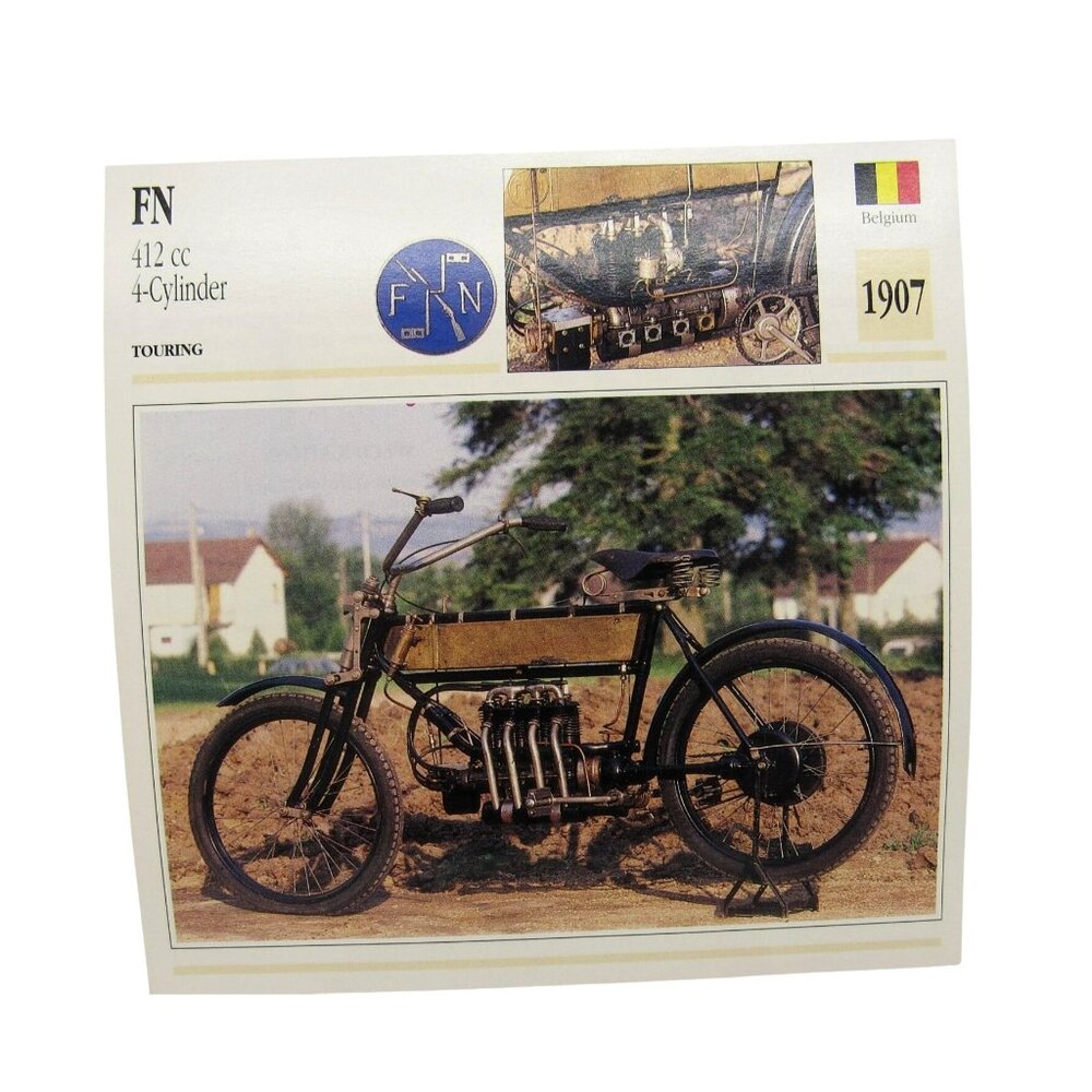 FN 412 cc 4 Cylinder 1907 Belgium Atlas Motorcycle Card